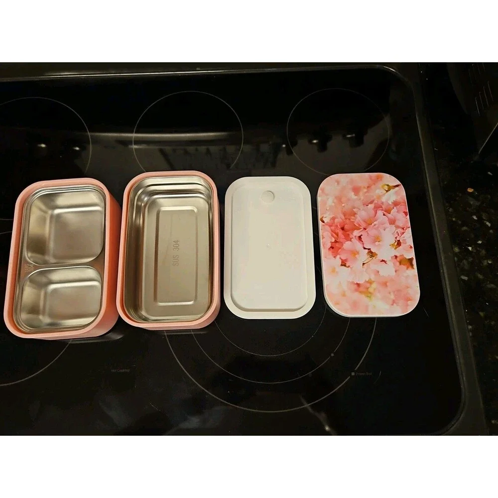 Sakura Cherry Blossoms Stainless Steel Double-Layer Bento Box Lunch Box